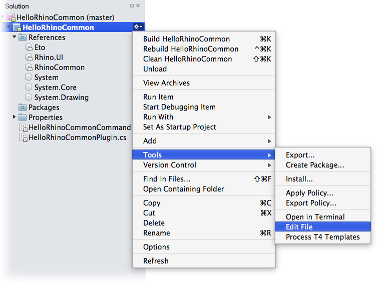 Visual Studio for Mac Edit File