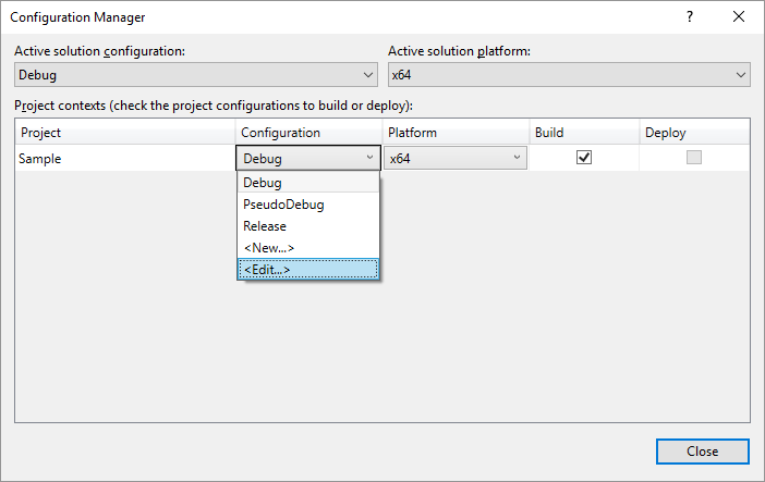 Select Project Configurations