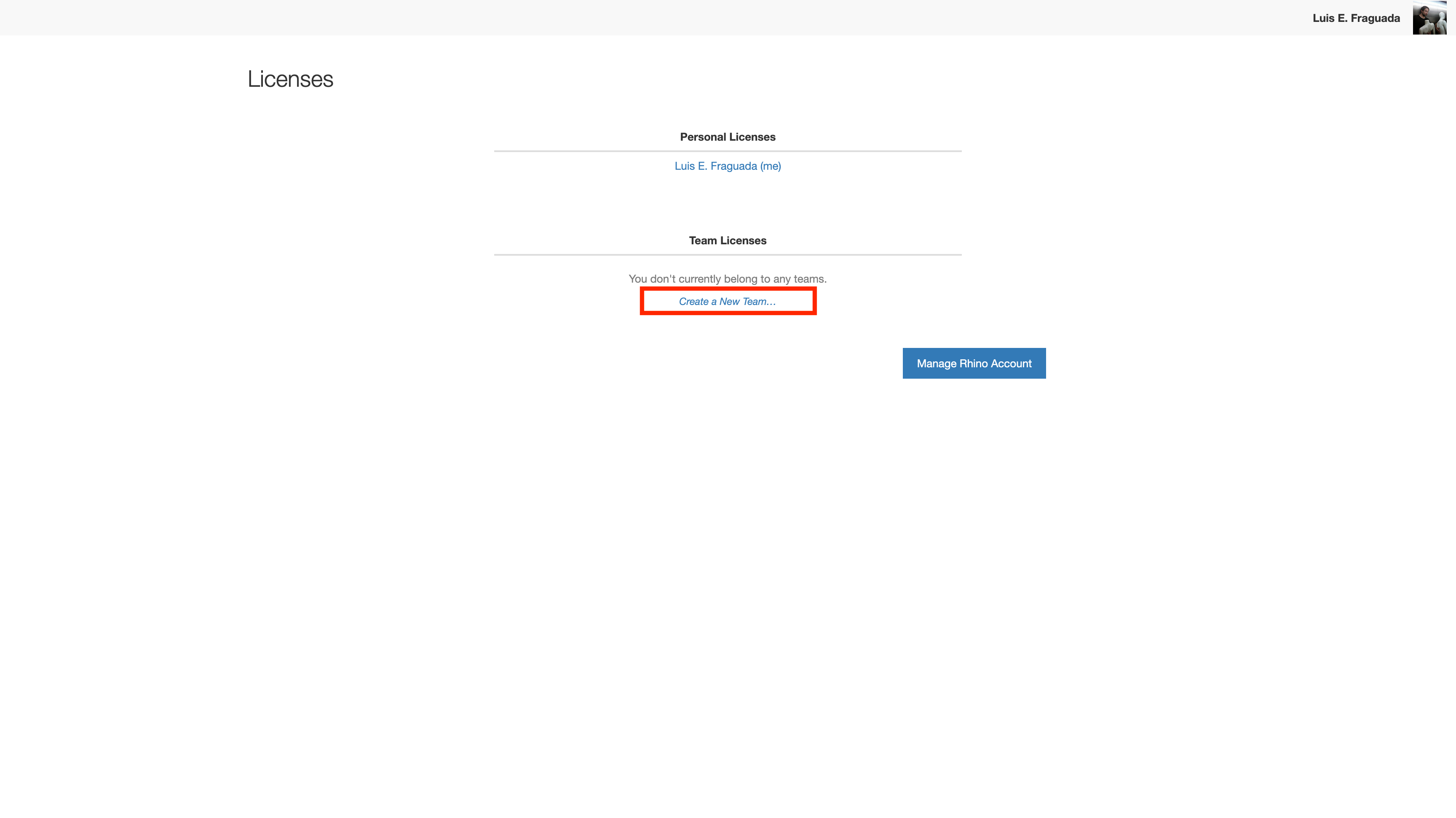 Rhino Licensing, create a team